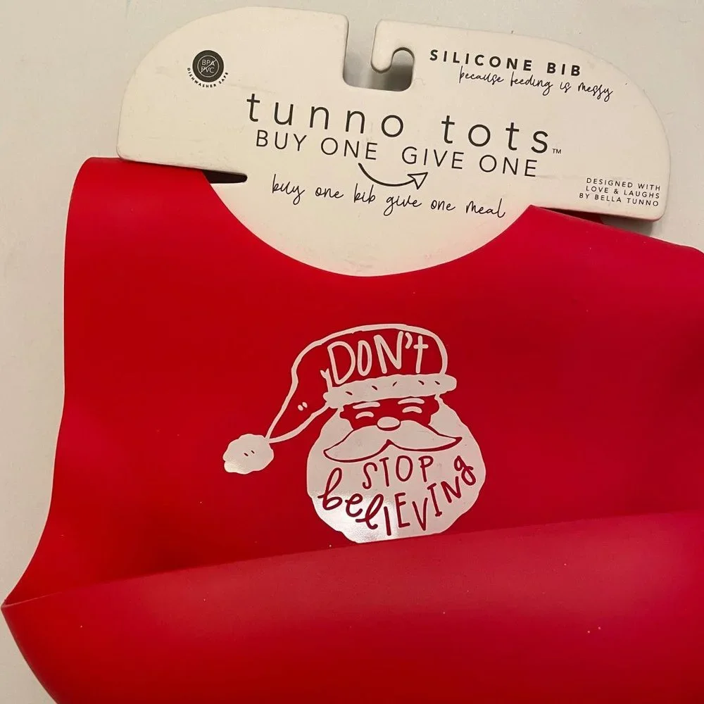 NWT-Tunno Tots Christmas Silicone Catch Pocket Bib